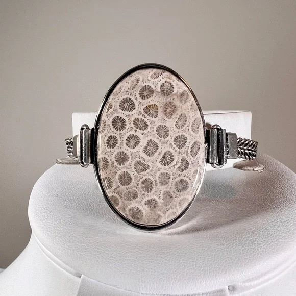 Fossil Coral 925 Large Gemstone Necklace Bracelet & Earrings - Picture 8 of 11